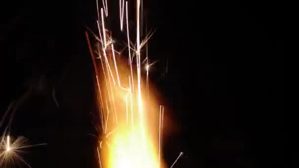 Las Llamas Encienden Brillan Aisladas Sobre Fondo Negro Fuegos Artificiales — Vídeo de stock