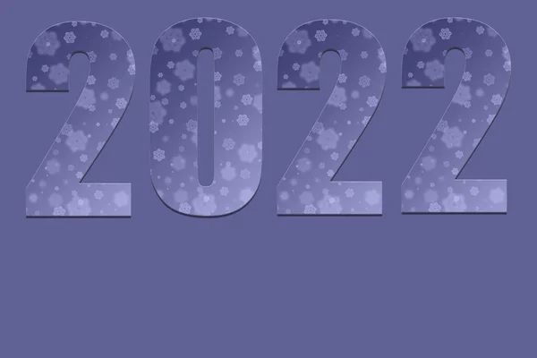 Happy new year 2022. Year 2022 from drawn snowflakes isolated on Color of the year 2022 Very Peri. Trending color 2022 — Stock Photo, Image