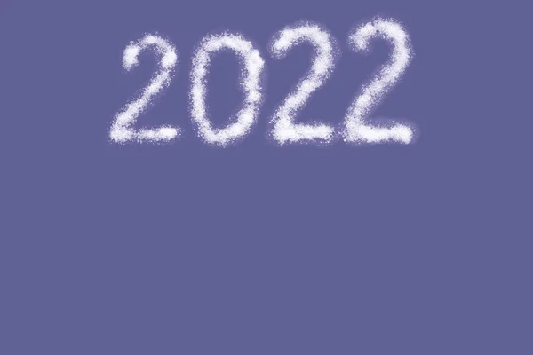 Happy new year 2022. Date 2022 written with salt like snow isolated on Color of the year 2022 Very Peri. Trending color 2022 — Stock Photo, Image