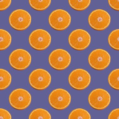 Portakalın kusursuz deseni 2022 'nin renklerinde izole edilmiş. Çok Peri. Moda rengi 2022. Asgari, gıda dokusu