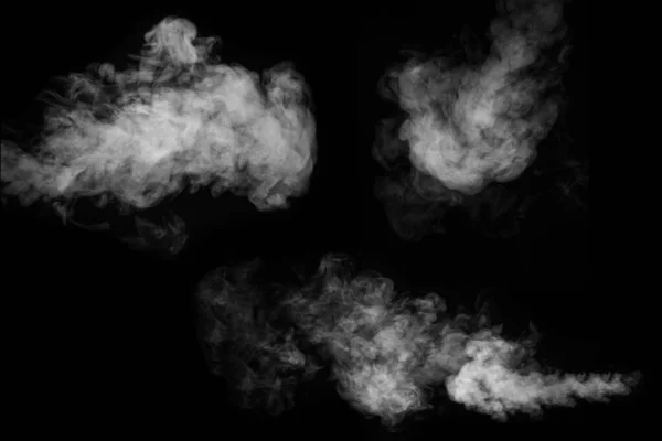 White smoke collection on black background. Fog or smoke set isolated on black background. — Stock Photo, Image