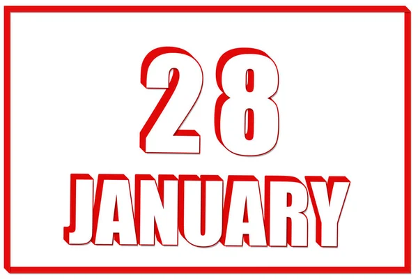 28Η Ιανουαρίου Ημερολόγιο Ημερομηνία Ιανουαρίου Λευκό Φόντο Κόκκινο Πλαίσιο Κείμενο — Φωτογραφία Αρχείου