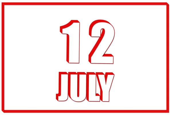Июля Календарь Датой Июля Белом Фоне Красной Рамкой Текст Иллюстрация — стоковое фото