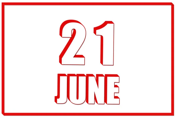 Στις Ιουνίου Ημερολόγιο Ημερομηνία Ιουνίου Λευκό Φόντο Κόκκινο Πλαίσιο Κείμενο — Φωτογραφία Αρχείου