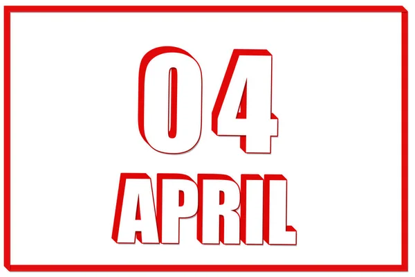 Dia Abril Calendário Com Data Abril Fundo Branco Com Moldura — Fotografia de Stock