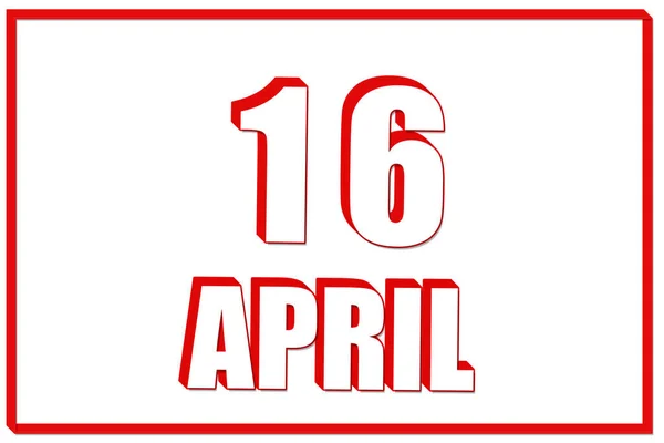 День Квітня Календар Датою Квітня Білому Тлі Червоною Рамкою Текст — стокове фото