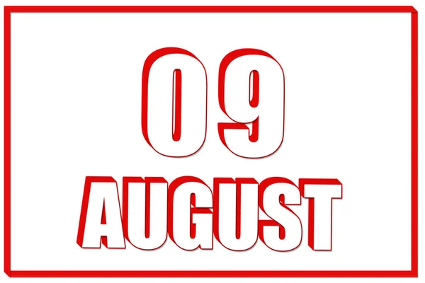Στις Αυγούστου Ημερολόγιο Ημερομηνία Αυγούστου Λευκό Φόντο Κόκκινο Πλαίσιο Κείμενο — Φωτογραφία Αρχείου