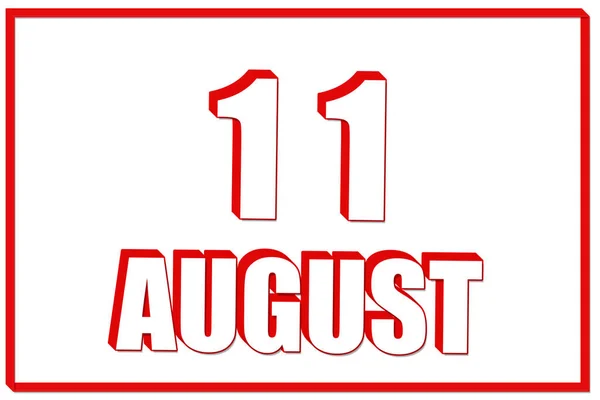11Η Μέρα Του Αυγούστου Ημερολόγιο Ημερομηνία Αυγούστου Λευκό Φόντο Κόκκινο — Φωτογραφία Αρχείου