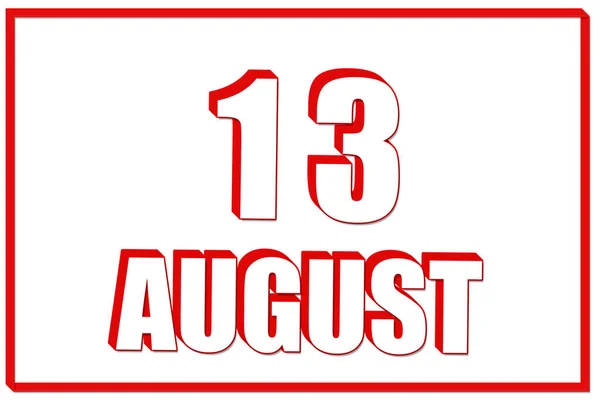 Στις Αυγούστου Ημερολόγιο Ημερομηνία Αυγούστου Λευκό Φόντο Κόκκινο Πλαίσιο Κείμενο — Φωτογραφία Αρχείου