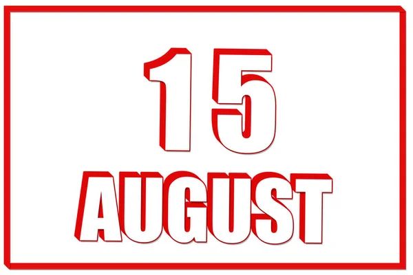 Ağustosun Kırmızı Çerçeveli Beyaz Zemin Üzerinde Ağustos Tarihli Takvim Boyutlu — Stok fotoğraf