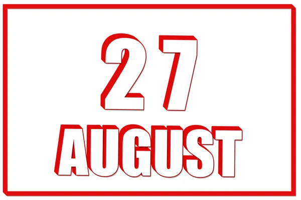 Ağustosun Kırmızı Çerçeveli Beyaz Zemin Üzerinde Ağustos Tarihli Takvim Boyutlu — Stok fotoğraf