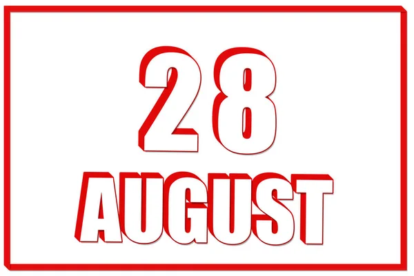 28Th Day August Calendar Date August White Background Red Frame — Stock Photo, Image