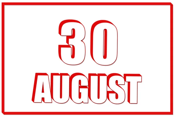 30Η Ημέρα Του Αυγούστου Ημερολόγιο Ημερομηνία Αυγούστου Λευκό Φόντο Κόκκινο — Φωτογραφία Αρχείου