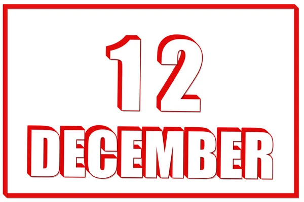 12Η Μέρα Του Δεκεμβρίου Ημερολόγιο Ημερομηνία Δεκεμβρίου Λευκό Φόντο Κόκκινο — Φωτογραφία Αρχείου