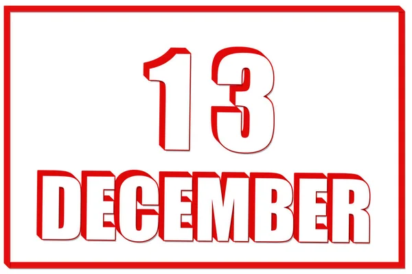 Aralık Kırmızı Çerçeveli Beyaz Zemin Üzerinde Aralık Tarihli Takvim Boyutlu — Stok fotoğraf