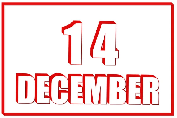 14Η Μέρα Του Δεκεμβρίου Ημερολόγιο Ημερομηνία Δεκεμβρίου Λευκό Φόντο Κόκκινο — Φωτογραφία Αρχείου