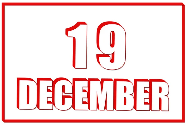 19Th Day December Calendar Date December White Background Red Frame — Stock Photo, Image