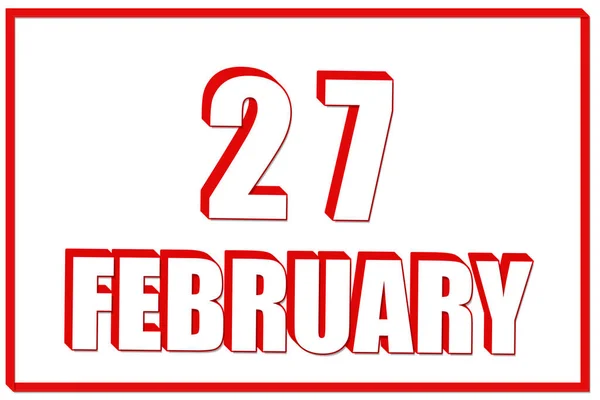 Febrero Calendario Con Fecha Del Febrero Sobre Fondo Blanco Con —  Fotos de Stock