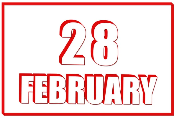 Tag Des Februar Kalender Mit Datum Vom Februar Auf Weißem — Stockfoto