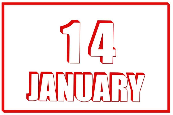 Του Γενάρη Ημερολόγιο Ημερομηνία Ιανουαρίου Λευκό Φόντο Κόκκινο Πλαίσιο Κείμενο — Φωτογραφία Αρχείου