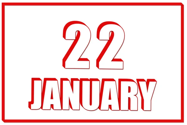22Ème Jour Janvier Calendrier Avec Date Janvier Sur Fond Blanc — Photo