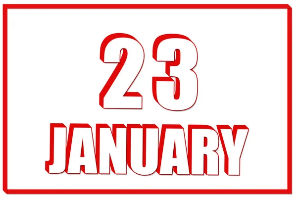 23Rd Day January Calendar Date January White Background Red Frame — Stock Photo, Image