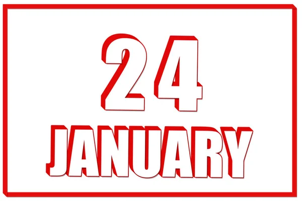 24Th Day January Calendar Date January White Background Red Frame — Stock Photo, Image