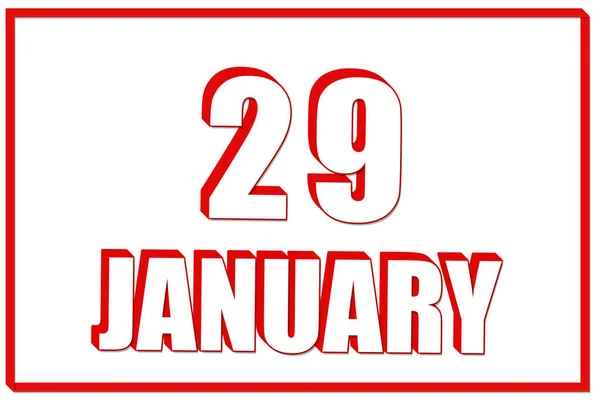 Ocak Ocak Tarihli Takvim Kırmızı Çerçeveli Beyaz Zemin Üzerinde Boyutlu — Stok fotoğraf