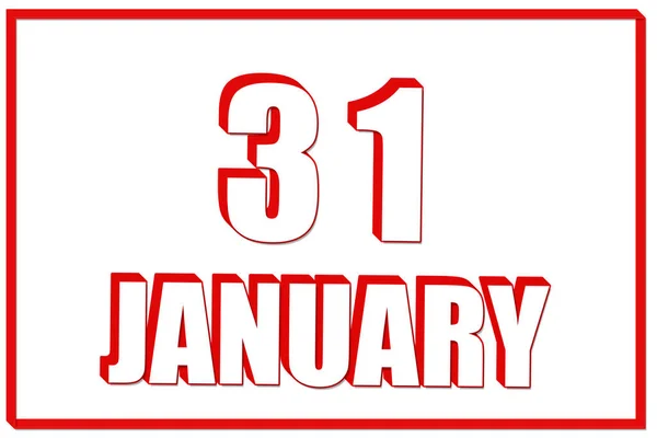 31St Day January Calendar Date January White Background Red Frame — Stock Photo, Image