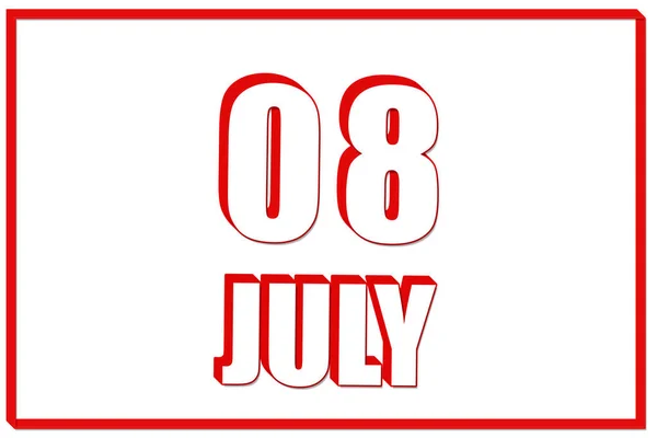 Ιουλίου Ημερολόγιο Ημερομηνία Ιουλίου Λευκό Φόντο Κόκκινο Πλαίσιο Κείμενο Εικονογράφηση — Φωτογραφία Αρχείου