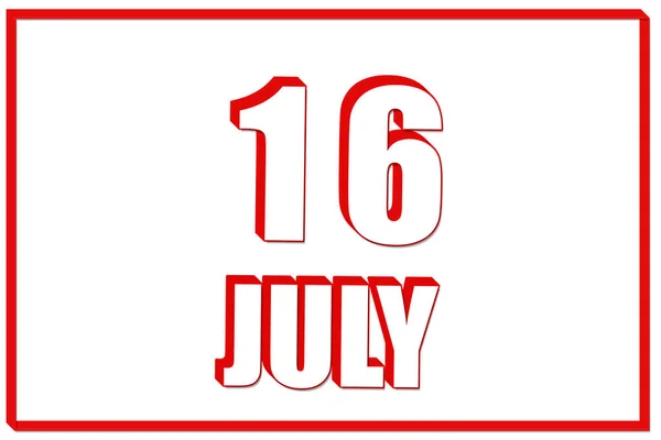 Του Ιούλη Ημερολόγιο Ημερομηνία Ιουλίου Λευκό Φόντο Κόκκινο Πλαίσιο Κείμενο — Φωτογραφία Αρχείου