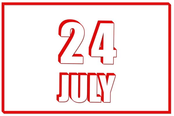 24Η Ημέρα Του Ιουλίου Ημερολόγιο Ημερομηνία Ιουλίου Λευκό Φόντο Κόκκινο — Φωτογραφία Αρχείου