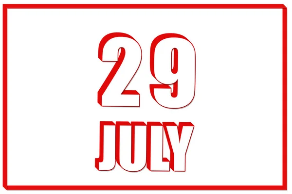 Temmuz Temmuz Tarihli Takvim Kırmızı Çerçeveli Beyaz Zemin Üzerinde Boyutlu — Stok fotoğraf