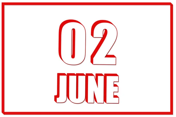 Μέρα Του Ιουνίου Ημερολόγιο Ημερομηνία Ιουνίου Λευκό Φόντο Κόκκινο Πλαίσιο — Φωτογραφία Αρχείου