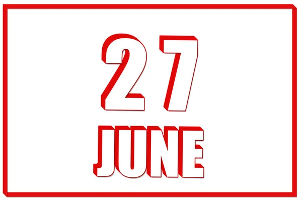 Του Ιούνη Ημερολόγιο Ημερομηνία Ιουνίου Λευκό Φόντο Κόκκινο Πλαίσιο Κείμενο — Φωτογραφία Αρχείου