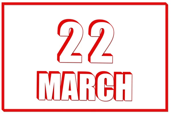 Março Calendário Com Data Março Fundo Branco Com Moldura Vermelha — Fotografia de Stock