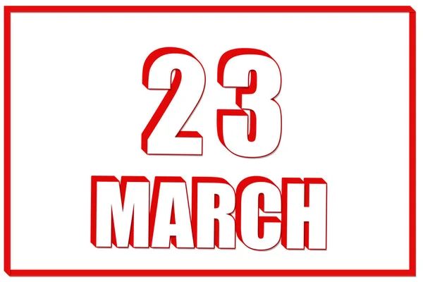 Março Calendário Com Data Março Sobre Fundo Branco Com Moldura — Fotografia de Stock