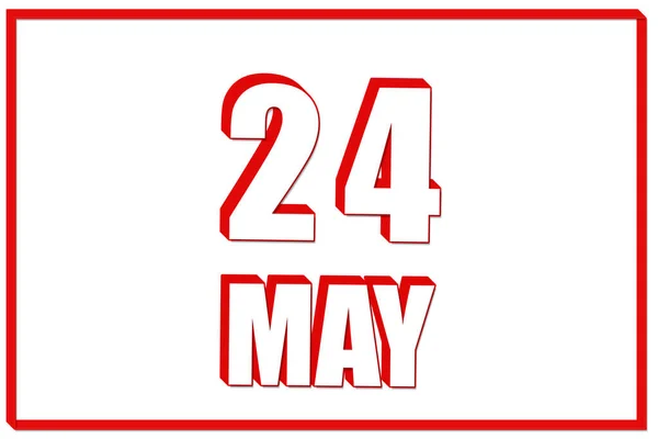 Maio Calendário Com Data Maio Fundo Branco Com Moldura Vermelha — Fotografia de Stock