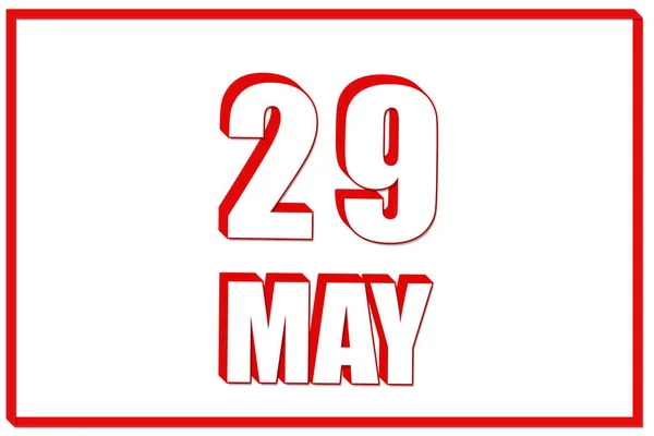Maio Calendário Com Data Maio Fundo Branco Com Moldura Vermelha — Fotografia de Stock