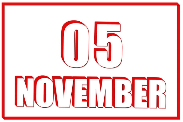 Vijfde November Kalender Met Datum Van November Witte Achtergrond Met — Stockfoto