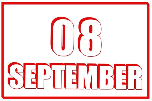 Μέρα Σεπτεμβρίου Ημερολόγιο Ημερομηνία Σεπτεμβρίου Λευκό Φόντο Κόκκινο Πλαίσιο Κείμενο — Φωτογραφία Αρχείου
