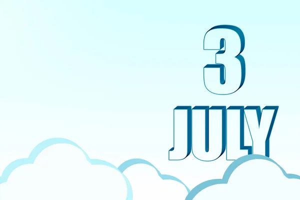 День Июля Календарь Датой 3Июля Голубом Небе Облаками Скопировать Пространство — стоковое фото