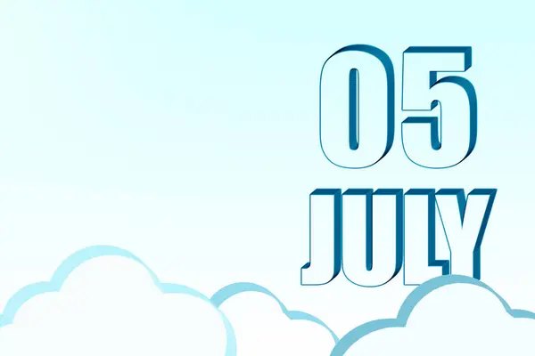 5Th Day Ofjuly Calendar Date 5July Blue Sky Clouds Copy — Stock Photo, Image