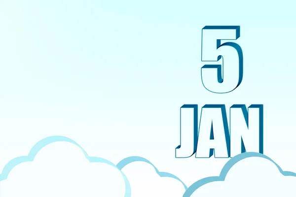5Th Day January Calendar Date January Blue Sky Clouds Copy — Stock Photo, Image