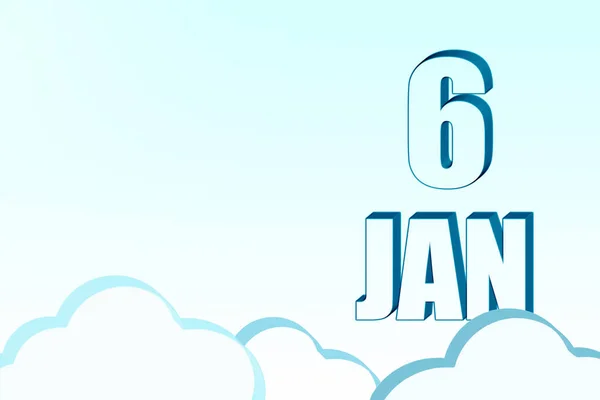 Sjätte Januari Kalender Med Datum Den Januari Blå Himmel Med — Stockfoto
