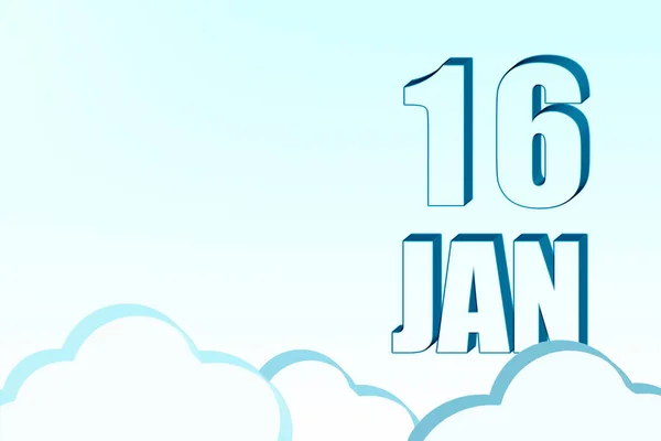 16Th Day January Calendar Date January Blue Sky Clouds Copy — Stock Photo, Image