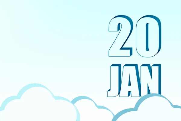 20Th Day January Calendar Date January Blue Sky Clouds Copy — Stock Photo, Image