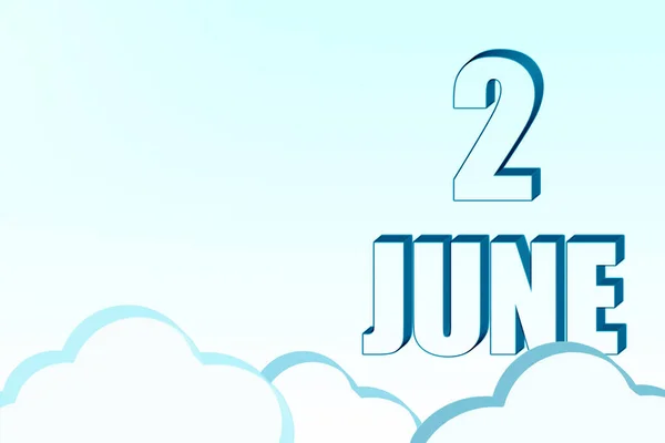 2Nd Day June Calendar Date June Blue Sky Clouds Copy — Stock Photo, Image