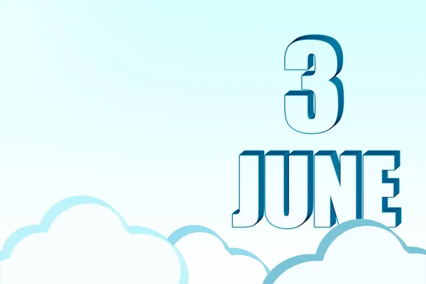 Derde Dag Van Juni Kalender Met Datum Van Juni Blauwe — Stockfoto