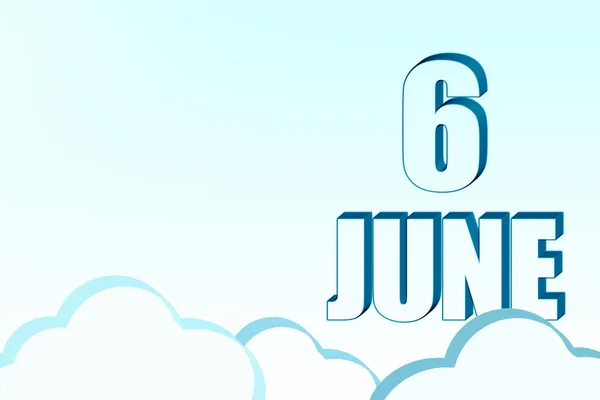 6Th Day June Calendar Date June Blue Sky Clouds Copy — Stock Photo, Image